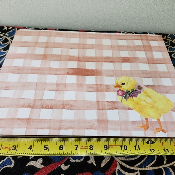 Easter placemats - set of 4. Pink sand yellow chick with cork on the back - Picture 2 of 7